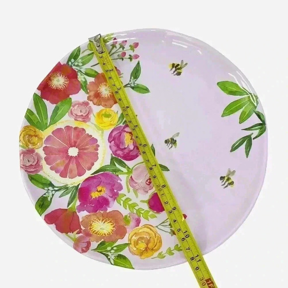 Cupcakes & Cashmere Melamine Dinner Plates 11" Spring Flowers Bees Fruit - Picture 2 of 5